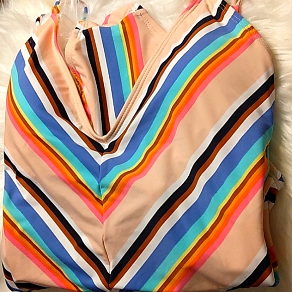 New with tags HOBIE sexy Pink Stripe Low back Surfer Girl Swimsuit Junior Teen - Picture 11 of 16